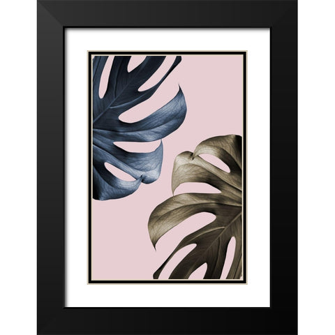 Monstera Pink Light 01 Black Modern Wood Framed Art Print with Double Matting by Artographie Studio