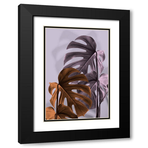 Monstera Purple 02 Black Modern Wood Framed Art Print with Double Matting by Artographie Studio