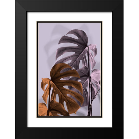 Monstera Purple 02 Black Modern Wood Framed Art Print with Double Matting by Artographie Studio