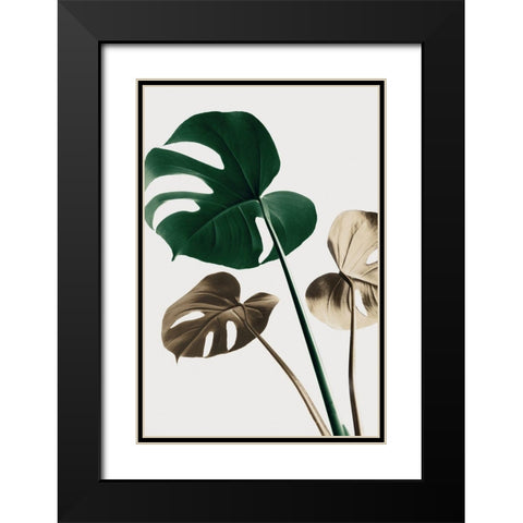 Monstera Mix 04 Black Modern Wood Framed Art Print with Double Matting by Artographie Studio