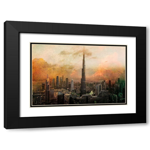 Burj Khalifa Black Modern Wood Framed Art Print with Double Matting by Chiriaco, Carmine