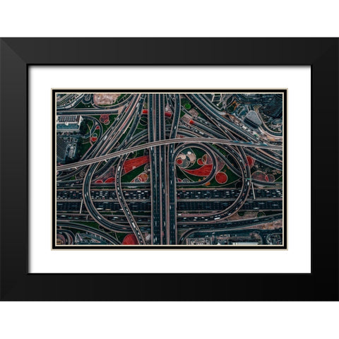 urban labyrinth Black Modern Wood Framed Art Print with Double Matting by Chiriaco, Carmine