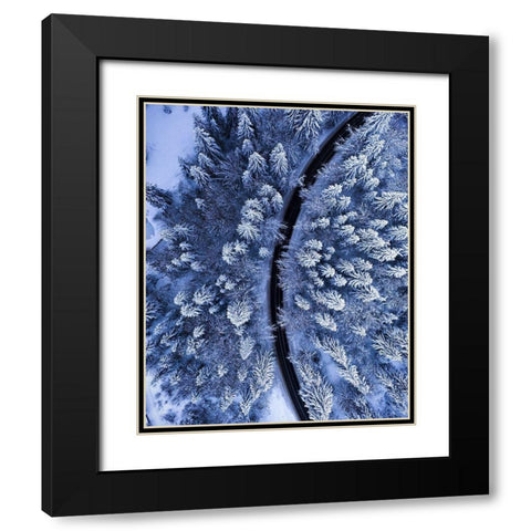 The Road not Taken Black Modern Wood Framed Art Print with Double Matting by Razvan