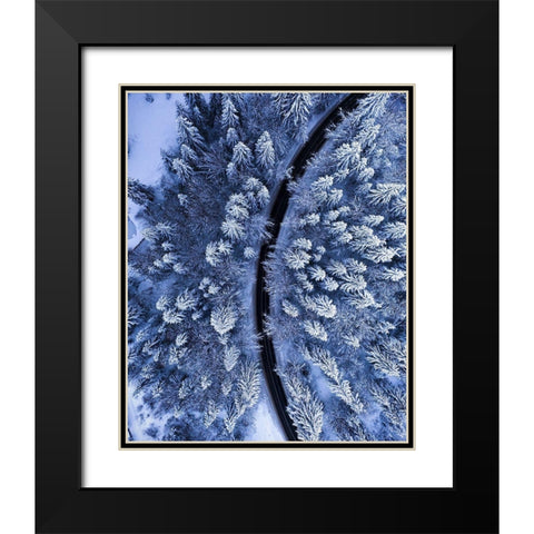 The Road not Taken Black Modern Wood Framed Art Print with Double Matting by Razvan