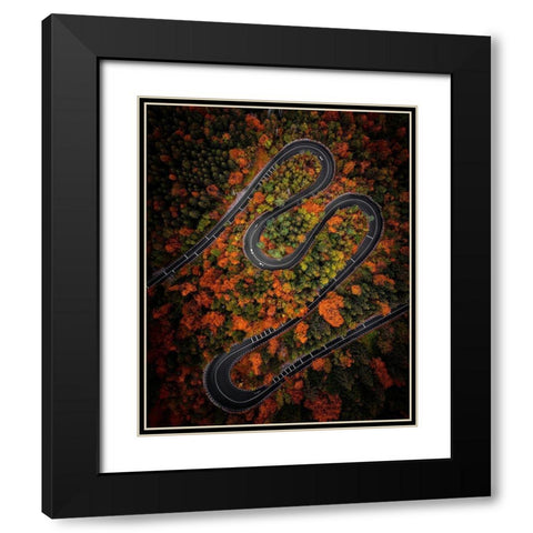 Curves Black Modern Wood Framed Art Print with Double Matting by Razvan