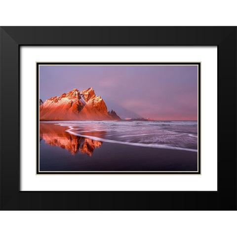 Purple wave Black Modern Wood Framed Art Print with Double Matting by Groleau, Michel