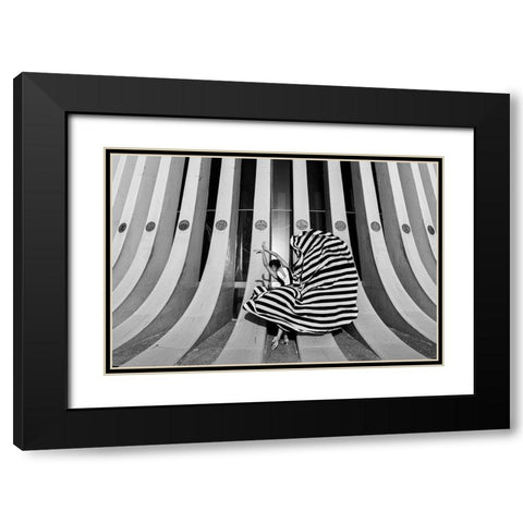 Striped Dancer Black Modern Wood Framed Art Print with Double Matting by Lev Ari, Shay