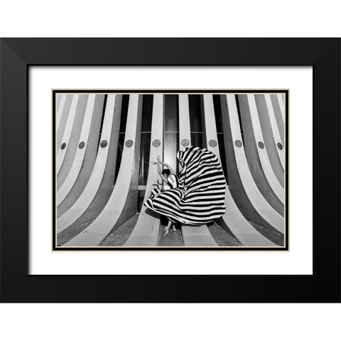 Striped Dancer Black Modern Wood Framed Art Print with Double Matting by Lev Ari, Shay