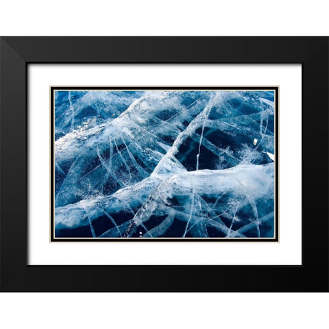 Baikal ice Black Modern Wood Framed Art Print with Double Matting by Bondarenko, Alexander