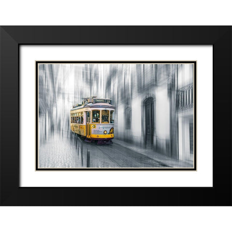 Lisboa Black Modern Wood Framed Art Print with Double Matting by Reichelt, Dieter
