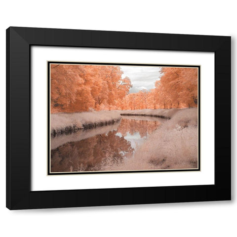 Saarkanal Black Modern Wood Framed Art Print with Double Matting by Bauer, Klaus