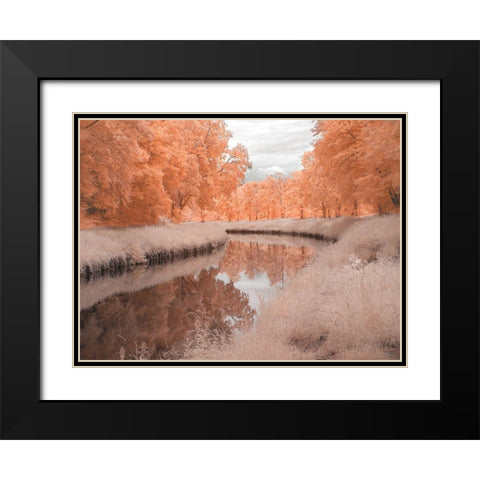 Saarkanal Black Modern Wood Framed Art Print with Double Matting by Bauer, Klaus
