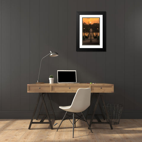 Paris at Night Black Modern Wood Framed Art Print with Double Matting by Pacifico