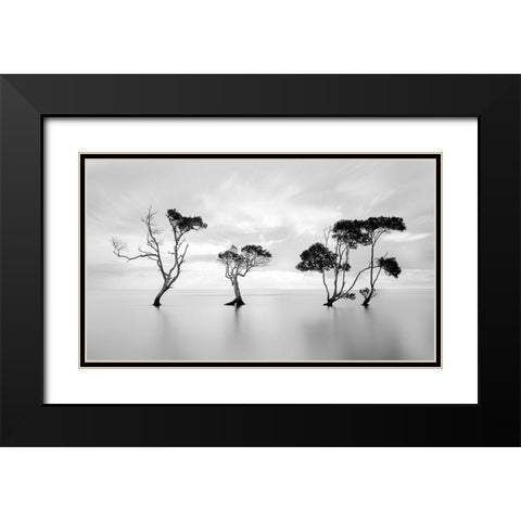 Drowning Not Waving Black Modern Wood Framed Art Print with Double Matting by Fudge, Steven