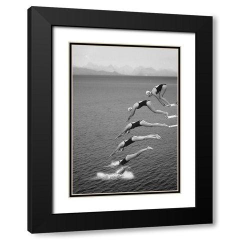 The beauty of diving Black Modern Wood Framed Art Print with Double Matting by van Son, Greetje