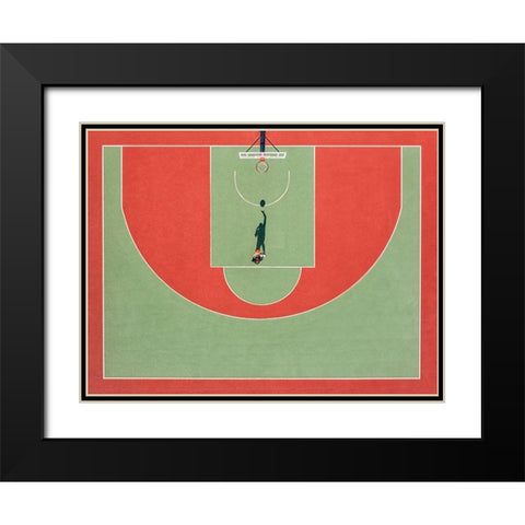 Shadow Basketball Black Modern Wood Framed Art Print with Double Matting by Polischuk, Ekaterina