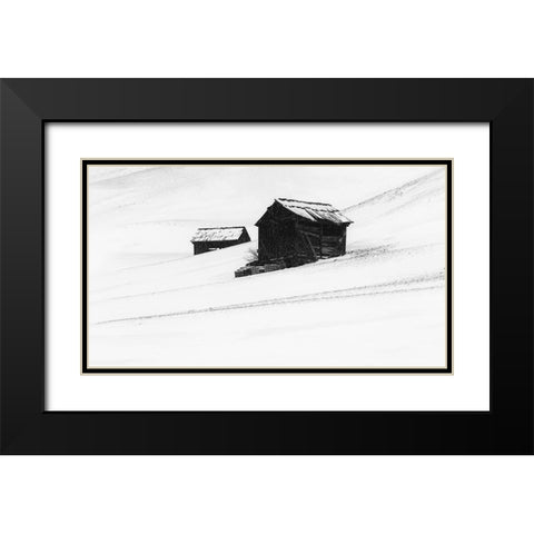 First Snow Black Modern Wood Framed Art Print with Double Matting by Hermann, Uschi