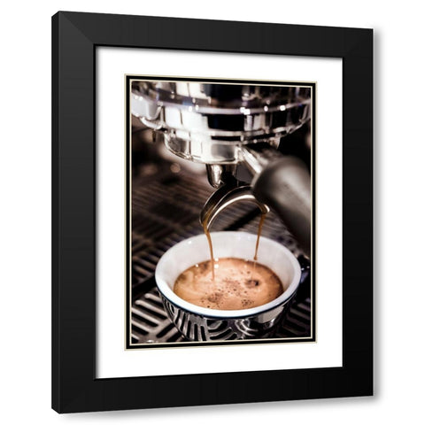 Coffee 002 Black Modern Wood Framed Art Print with Double Matting by Artographie Studio