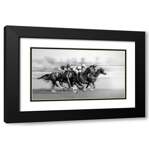 Horse Racing at Queens Plate Black Modern Wood Framed Art Print with Double Matting by little7
