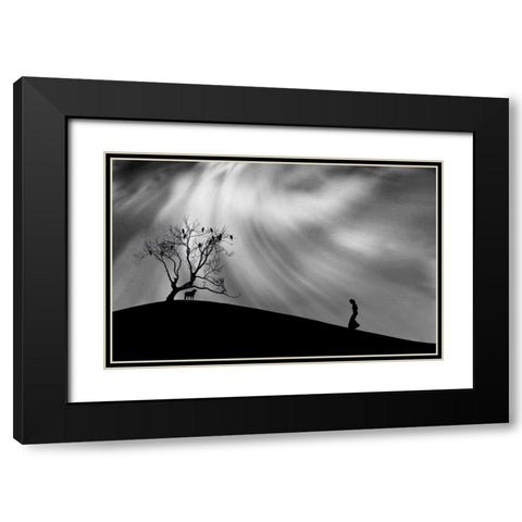 Uphill Walk Black Modern Wood Framed Art Print with Double Matting by Hammer, Peter