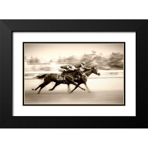 Racing Black Modern Wood Framed Art Print with Double Matting by little7