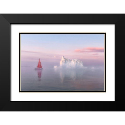 Midnight Sun Black Modern Wood Framed Art Print with Double Matting by Jiao, Yang