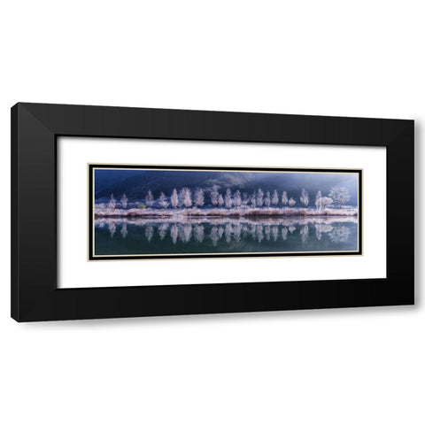 Cold morning Black Modern Wood Framed Art Print with Double Matting by Seo, Tiger