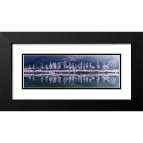 Cold morning Black Modern Wood Framed Art Print with Double Matting by Seo, Tiger