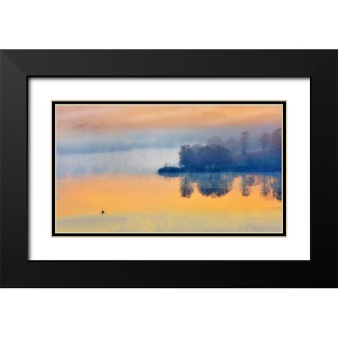 Into the Autumn Morning Black Modern Wood Framed Art Print with Double Matting by Zhang, Eric