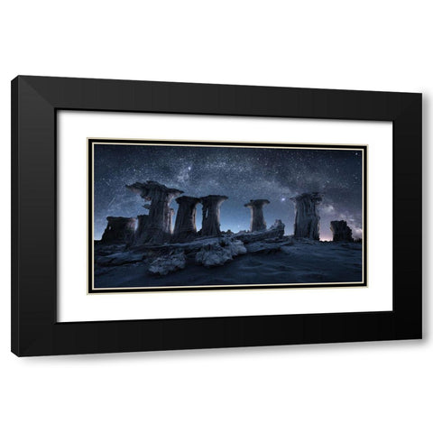 Primival Arch and Columns Black Modern Wood Framed Art Print with Double Matting by Xu, Simon