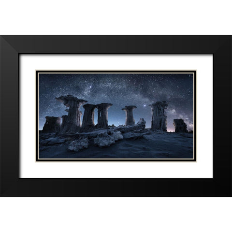 Primival Arch and Columns Black Modern Wood Framed Art Print with Double Matting by Xu, Simon