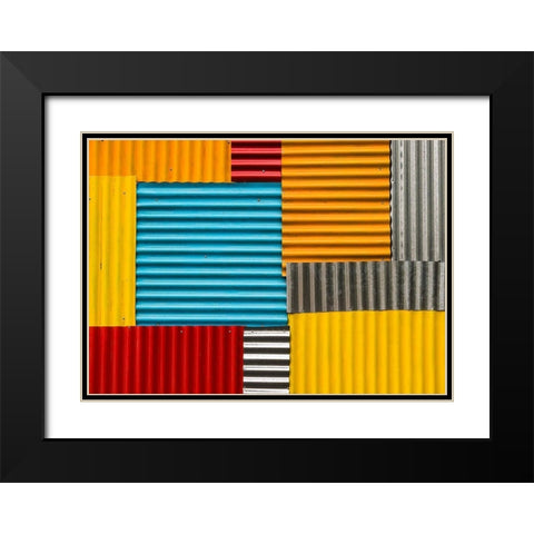 Patchwork Black Modern Wood Framed Art Print with Double Matting by Erkmen, Ugur