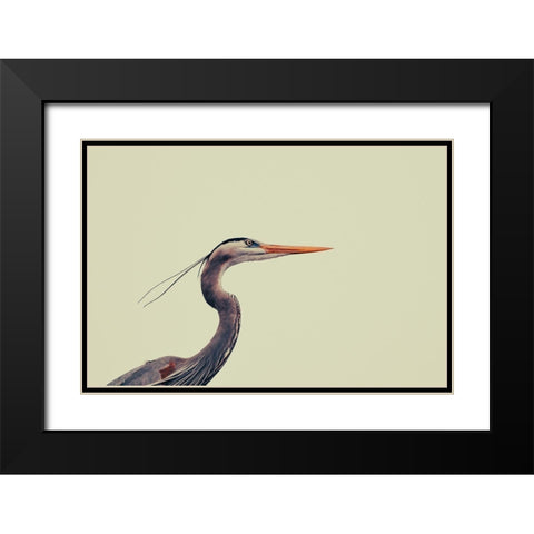 Heron Black Modern Wood Framed Art Print with Double Matting by Viola, Vincenzo