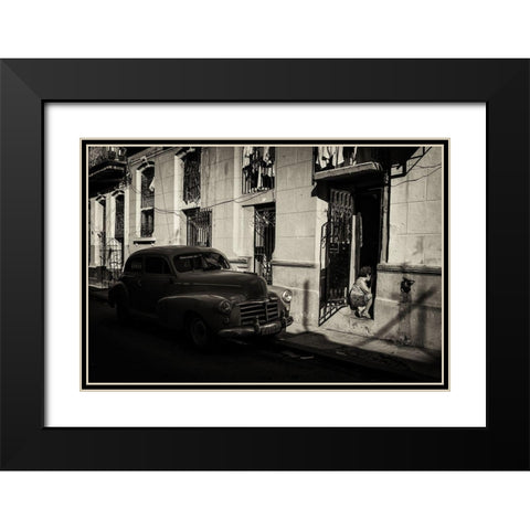 Habana Street I Black Modern Wood Framed Art Print with Double Matting by Morishige, Koji