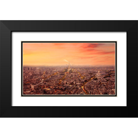 Paris The City of Lights Grandeur Black Modern Wood Framed Art Print with Double Matting by Andria, Miary