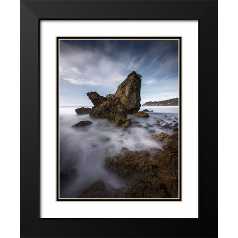 The Rock Black Modern Wood Framed Art Print with Double Matting by Lay, Jefri