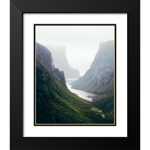 Newfoundland Fjord Black Modern Wood Framed Art Print with Double Matting by Fazaeli, David