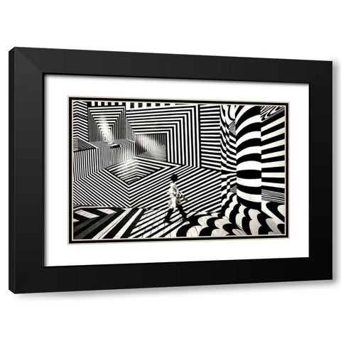 Pattern Walk 2 Black Modern Wood Framed Art Print with Double Matting by Das, Avishek