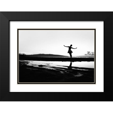 Beach Dance Black Modern Wood Framed Art Print with Double Matting by Medeiros, Paulo