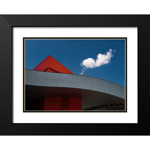 White Cloud Black Modern Wood Framed Art Print with Double Matting by Massetti, Fabrizio