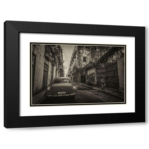 Habana Street II Black Modern Wood Framed Art Print with Double Matting by Morishige, Koji