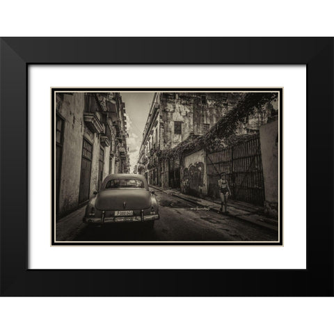 Habana Street II Black Modern Wood Framed Art Print with Double Matting by Morishige, Koji