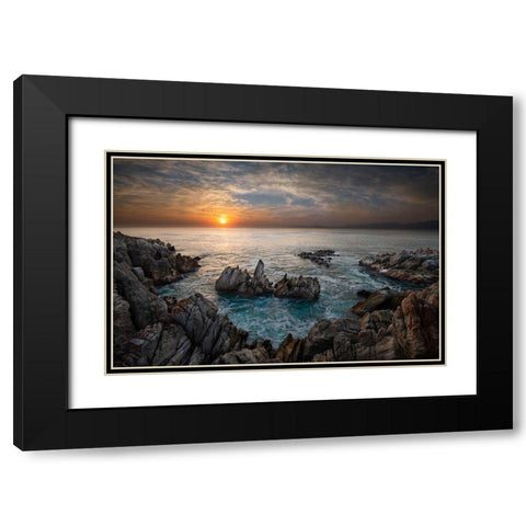 De Kelders Sunrise Black Modern Wood Framed Art Print with Double Matting by FrancoisVenter