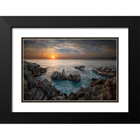 De Kelders Sunrise Black Modern Wood Framed Art Print with Double Matting by FrancoisVenter