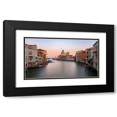 Canal Grande Sunset Black Modern Wood Framed Art Print with Double Matting by Marnix