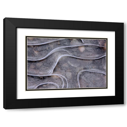 Ice lines Black Modern Wood Framed Art Print with Double Matting by Bolla, Paolo