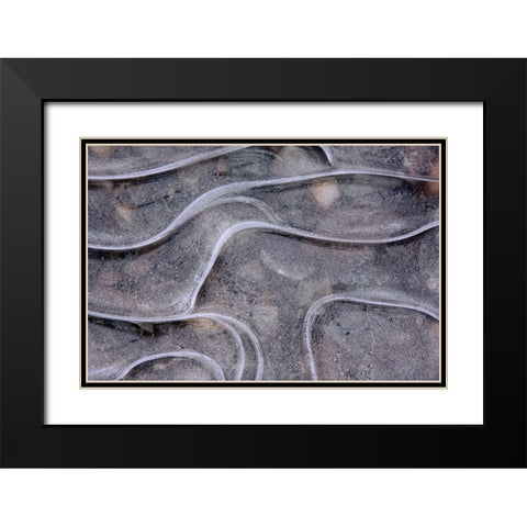 Ice lines Black Modern Wood Framed Art Print with Double Matting by Bolla, Paolo