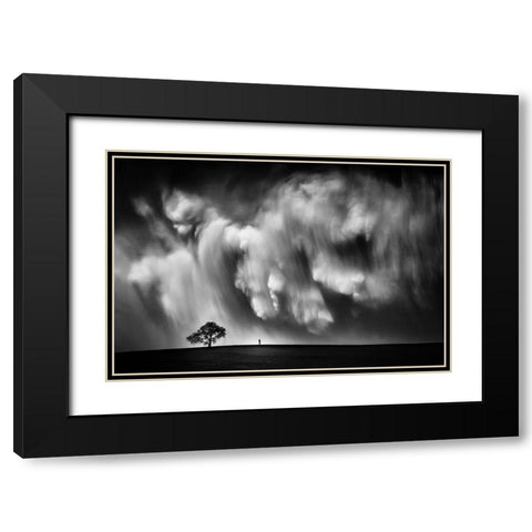 Storm Chaser Black Modern Wood Framed Art Print with Double Matting by He, Like