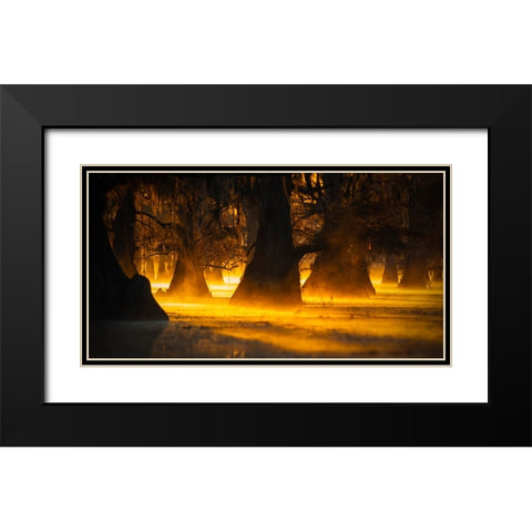 Morning Light Black Modern Wood Framed Art Print with Double Matting by Zheng, Michael