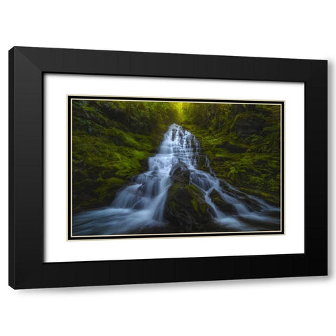 Staircase Falls Black Modern Wood Framed Art Print with Double Matting by Dyar, Ryan